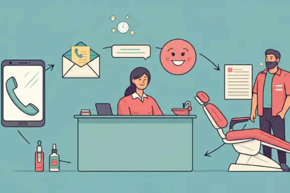 infographic showing patient flow through the dental office and how the receptionist is involved
