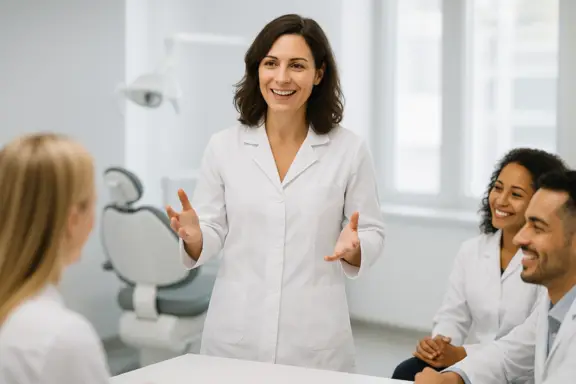 female dentist leading her team as the ceo after a mindset shift