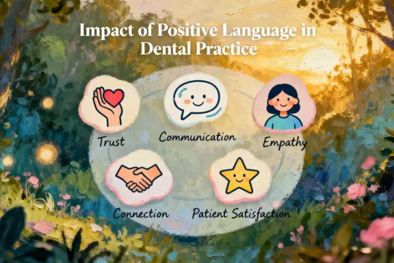 infographic showing the benefits of positive language in dental team communication