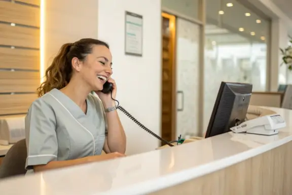 dental receptionist following up with a patient after their treatment plan was presented